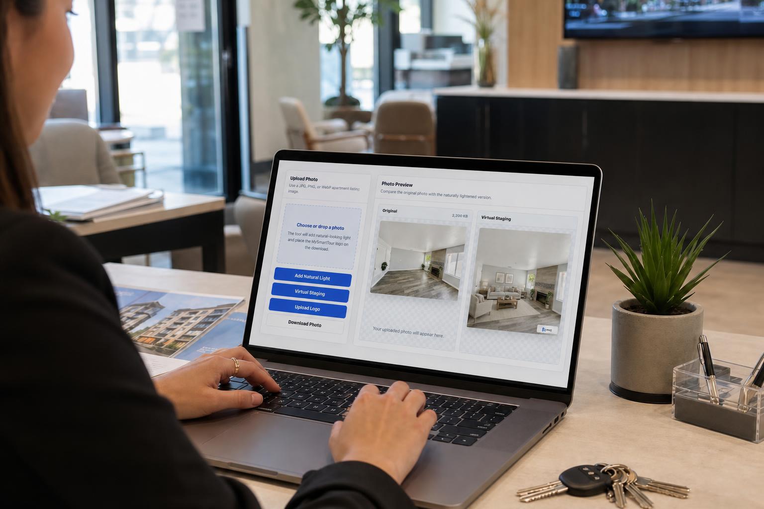 Property manager using an apartment photo editing tool